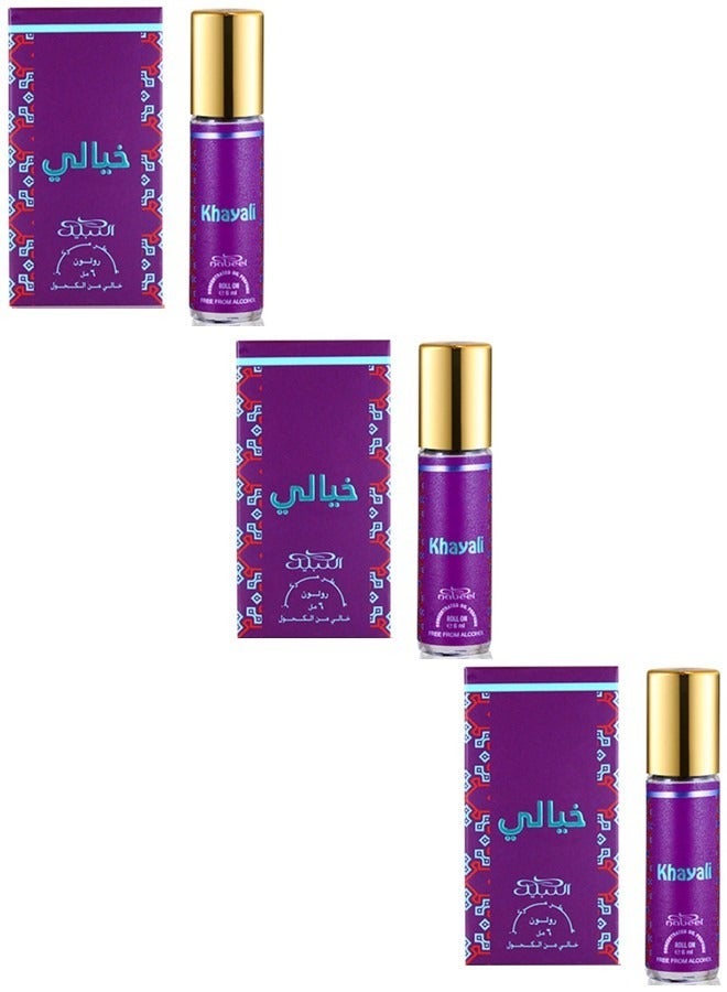 Nabeel 3 Pcs Nabeel Khayali Alcohol-Free Roll-On Oil Perfume 6ML Long-Lasting Oriental Attar with Luxurious Floral & Woody Notes - Image 1